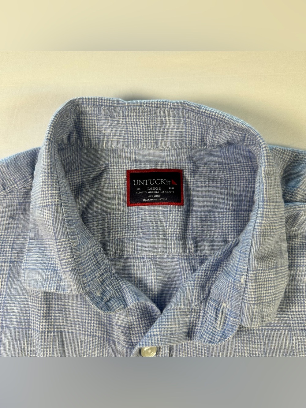 UNTUCKit Torontel WR Linen Shirt Mens L Blue Long Sleeve Button Down - Picture 4 of 8